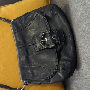 Black Leather COACH Soho Buckle Flap Crossbody